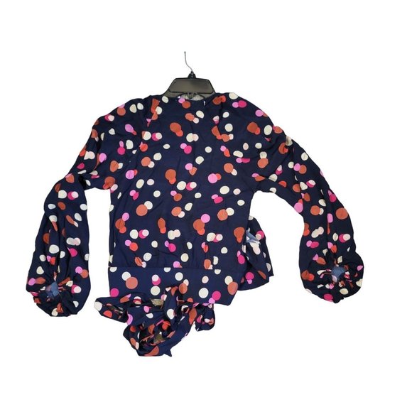 Lovers + Friends Polka Dot Wrap Blouse Balloon Sleeves, XXS, NWT - Picture 4 of 6